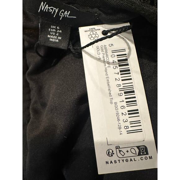 Nasty Gal – Premium Hand Embellished Crop Top (Gold) – US 2 - Picture 2 of 6